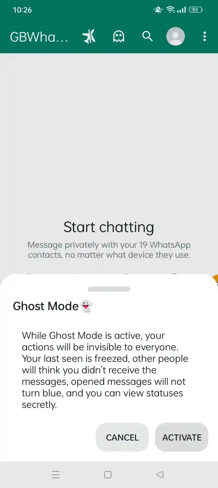 GBWhatsApp chat screenshot